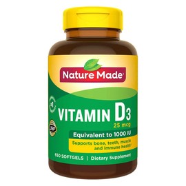 Nature Made Vitamin D 650 Count Supports Bone Teeth Muscle Immune Health Gluten Free