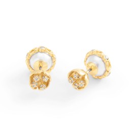 COACH Women's Signature Floral Pearl Orb Earring Jacket