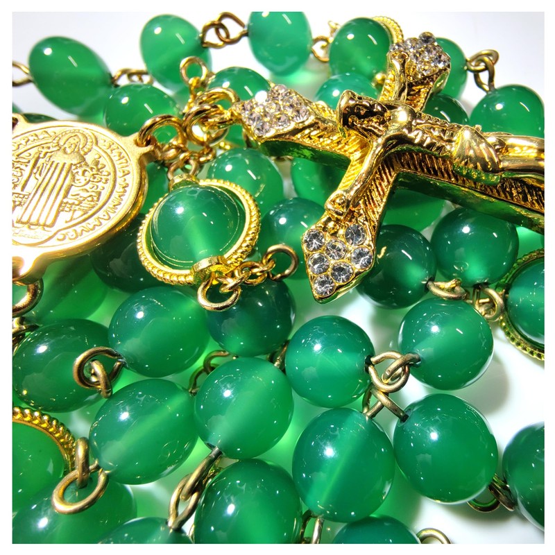 GeekTenet Rosary Beads Chaplet Natural Agate Rosery Cross Catholic gifts