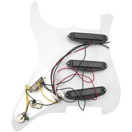 Yootones 11-Hole 3-Ply SSS Prewired Loaded Pickguard w/Single Coil Pickups Compatible with USA/Mexico Stratocaster Squier Electric Guitar (Red Pearl)