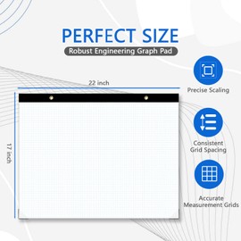 (2 Pack)Large Engineering Graph Paper Pad, Quadrille Grid Paper for Drafting, Engineering, Blueprint Drawing, Architect Designer, 100 Sheets/200 Pages, 4"x4" Blue Grid, Giant Drafting Pad, 22" x 17"