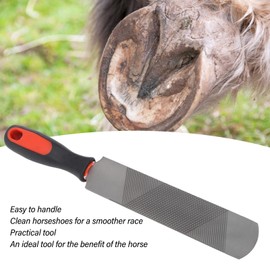 8 Inch Hoof Rasp for Horses, Professional Round Head Horseshoe File with Rubber Handle, Fine + Coarse Double-Sided Horseshoe File Made of Carbon Steel, Farrier Tool for Horse, Goat, Cow, Donkey
