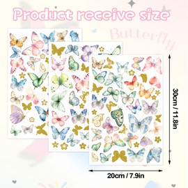 121Pcs Glow in The Dark Butterfly Wall Stickers Colorful Butterfly Wall Decor Luminous Butterflies Wall Decals for Girls Room, Peel and Stick Removable Butterfly Room Decor for Playroom Nursery