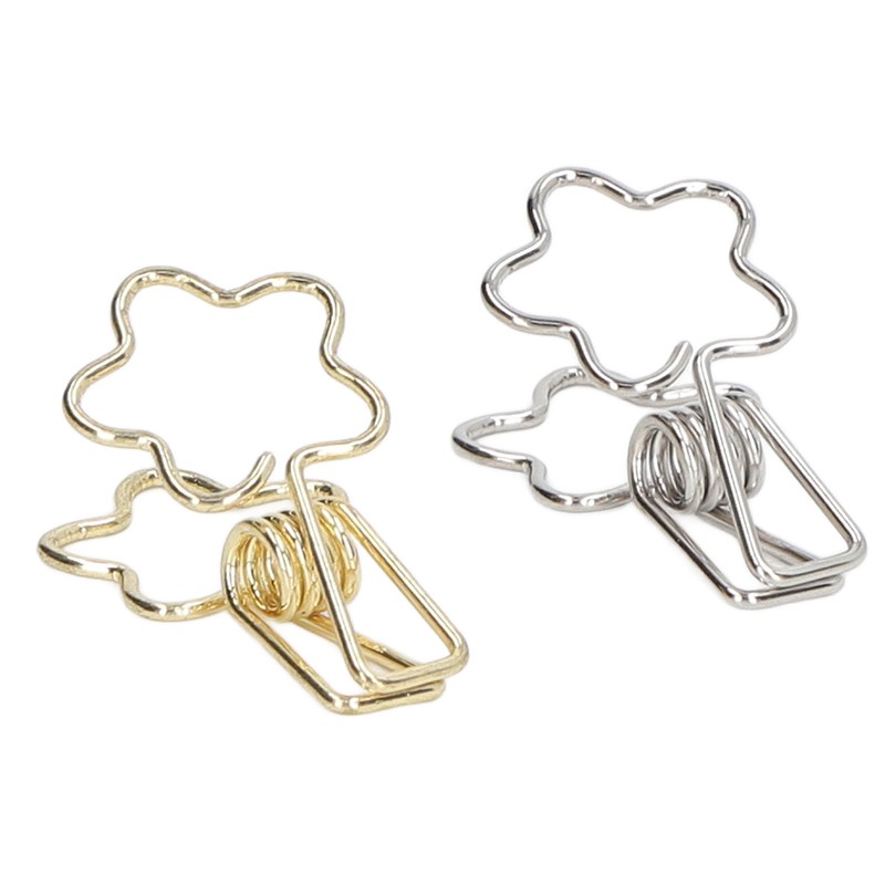 100pcs Binder Clips Gold Silver Flower Shape Metal Hollowed Long