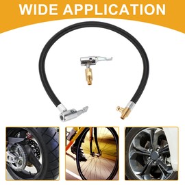 Partuto 1 Set 19.69inch 0.305inx32TPI Universal Tire Inflator Extension Tube for Car Motorcycle Bicycle Air Pump Extend Hose Adapter Tire Valve Durable Nylon Black