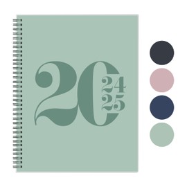 Rileys Planner 2024-2025 18-Month Academic Weekly Planner - Typographic Weekly & Monthly Agenda Planner, Flexible Cover, Notes Pages, Twin-Wire Binding (8.5 x 11 inch, Green)