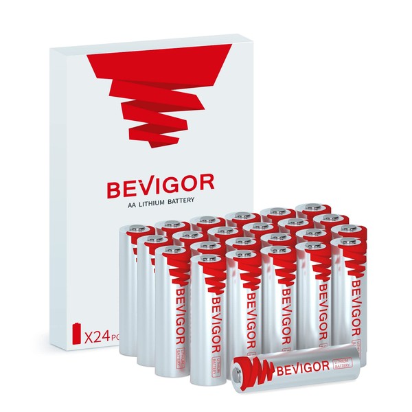 Bevigor Lithium Batteries AA Size, AA Battery 24Pack, 3000mAh Double A Battery, 1.5V Lithium AA Battery, Longer Lasting Lithium Iron AA Batteries for Flashlight, Toys, Remote Control【Non-Rechargeable】