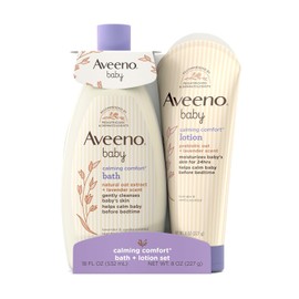 Aveeno, juego de baño calmante para bebé + loción, productos para el cuidado de la piel del bebé, 2 artículos.
