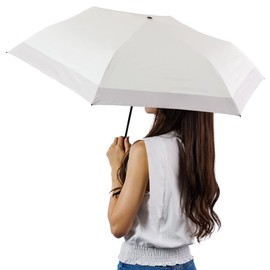 Parasol, Full Blackout Folding Umbrella, 100% Light Shielding Tested by a Third Company, Lightweight, 5.3 oz (150 g), Women's, Folding Umbrella, UV Protection, 100%, off white/beige
