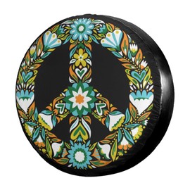 Delerain Spare Tire Cover Peace Sign Wheel Covers Waterproof Dust-Proof UV Sun Universal Fit for RV Trailer RV SUV Truck and Many Vehicle (17 Inch for Diameter 31"-33")