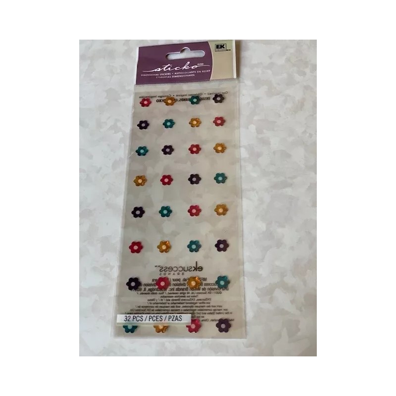 STICKO EK SUCCESS EPOXY STICKERS BRIGHT FLOWERS FLORAL MULTI-COLORED 32PCS