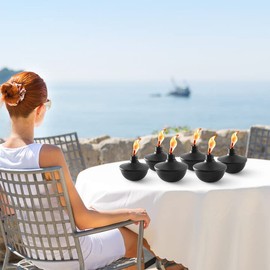 ZSZMFH Home Garden Torch Set of 6, Large Capacity 23.5oz Outdoor Metal Torch Garden Décor,55-Inch Upgraded Citronella Torches with 3-Prong Grounded Stake, Table Top Torches for Party Patio Pathway