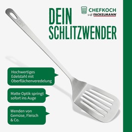 Chefkoch trifft Fackelmann Slotted Turner - Perfect for Turning Food, Stainless Steel in Matte Look - Spatula Dishwasher Safe