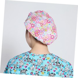 FRCOLOR 3pcs Printed Adjustable Nurse Cap Fashionable Cotton Operating Room Hat for Doctors Healthcare Professionals Attractive Versatile for Beauty Spa Chemo Cleaning Use