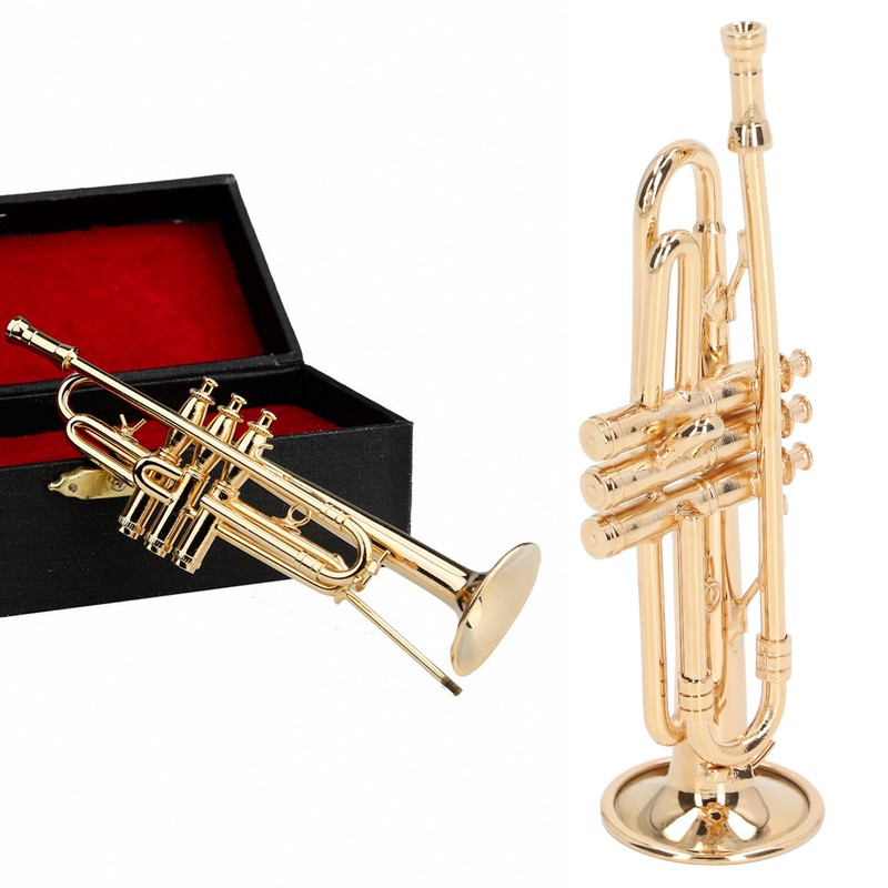 Trumpet Model Ornaments Exquisite Brass Miniature Instrument Desktop Decoration Gold