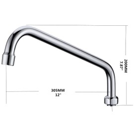 Favorpo 12 Inch Swivel Spout Replacement for Commercial Sink Faucet Stainless Steel Add-on Swing Nozzle Replacement Kit for 1 or 2 Bay Compartment Sinks Chrome Finish (G 3/4")