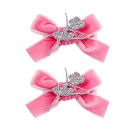 Ballet Dance Hair Clips Ballet Girls HairPin Girl Dance HairClips Hair Pin JBC37 (Silver Dance Girl-Pink Bow)