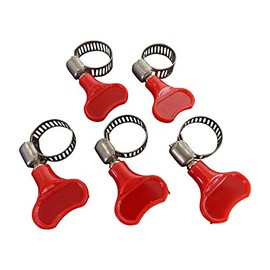 Band Style 5/16” Wide Adjustable Key Style, Stainless Steel Hose Clamps, Easy-Turn Plastic Thumb Screw, Includes 5 Clamps, by Tech Team (7/16” – 3/4” (11-19 mm) Diameter)