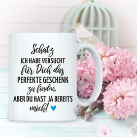 4you Design Tasse Schatz ich habe versucht (blau) – Geschenk für Frauen und Männer zum Valentinstag – Kaffeebecher mit Henkel als Geschenkidee zum Jahrestag, Jubiläum – spülmaschinengeeignet – 330ml