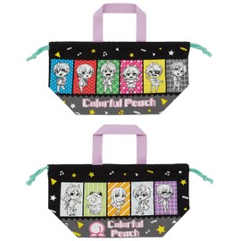 Skater 694554/Colorful Peach25 Drawstring Lunch Bag, For Children, Made in Japan, 2025 Boys, Girls, Characters, Cute, Nursery School, Kindergarten, Kindergarten Entrance