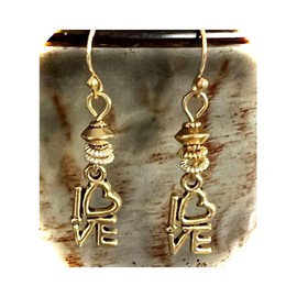 Gold Dangle LOVE Earrings Love Romance. Jewelry Earrings for Women #3298FE271
