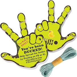 Duck Tags | You've Been Ducked Cards | 30 Pack Duck Duck Tag Duck Duck Ducking Game Card | 2.4 x 2.05" Victory Gesture Design with Hole and Twine