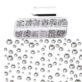 3000 piezas de Diamantes de Imitación de Plana Gemas Redondas de Tamaños Mixtos Kit de Uñas de Diamantes de Diamantes de Imitación Decoración de Uñas ​de Imitación para Uñas Telefono Artesanias