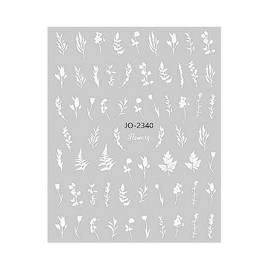 White Flower Leaf Branch Nail Stickers Blossom Branches Flowers Leaf Nail Decals Jo2340 Nail Wraps Art Stickers Manicure Supplies for Women for Home Nails Full Long Lasting Easy Apply and Remove