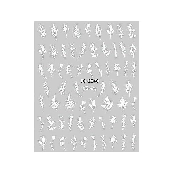 White Flower Leaf Branch Nail Stickers Blossom Branches Flowers Leaf