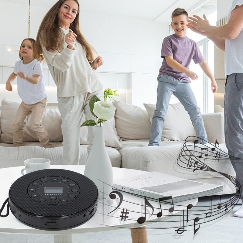 Portable CD Player, Compact Bluetooth CD Player with Speaker, Anti-Skip,