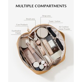 EACHY Travel Makeup Bag,Large Capacity Cosmetic Bags for Women,Waterproof Portable Pouch Open Flat Toiletry Bag Make up Organizer with Divider and Handle