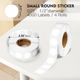 TRTAPE 1/2 Inch Circle Sticker Labels,Pack of 1000 Round Color Coding Circle Dots Stickers Labels,Dot Stickers Label Sticker for Home Office(White)