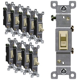 ENERLITES Toggle Light Switch, Single Pole, 15A 120-277V, Grounding Screw, Residential Grade, UL Listed, 88115-I-10PCS, Ivory (10 Pack), 10