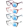 Ronecool 4Pack Progressive Multifocus Reading Glasses for Women Blue Light