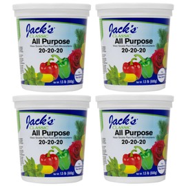Jack's Classic 20-20-20 All Purpose Water-Soluble Fertilizer with Micronutrients to Provide General Growth on All Plants, 1.5lbs, 4 Pack