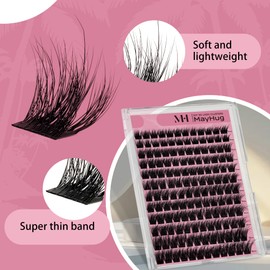 Mayhug Fabulux Eyelash Extensions, 3D Fluffy Eyelash Extensions, 144 Pieces, False Eyelashes, 10-18 mm Volume Eyelashes, D Curl Eyelash Extensions for Beginners