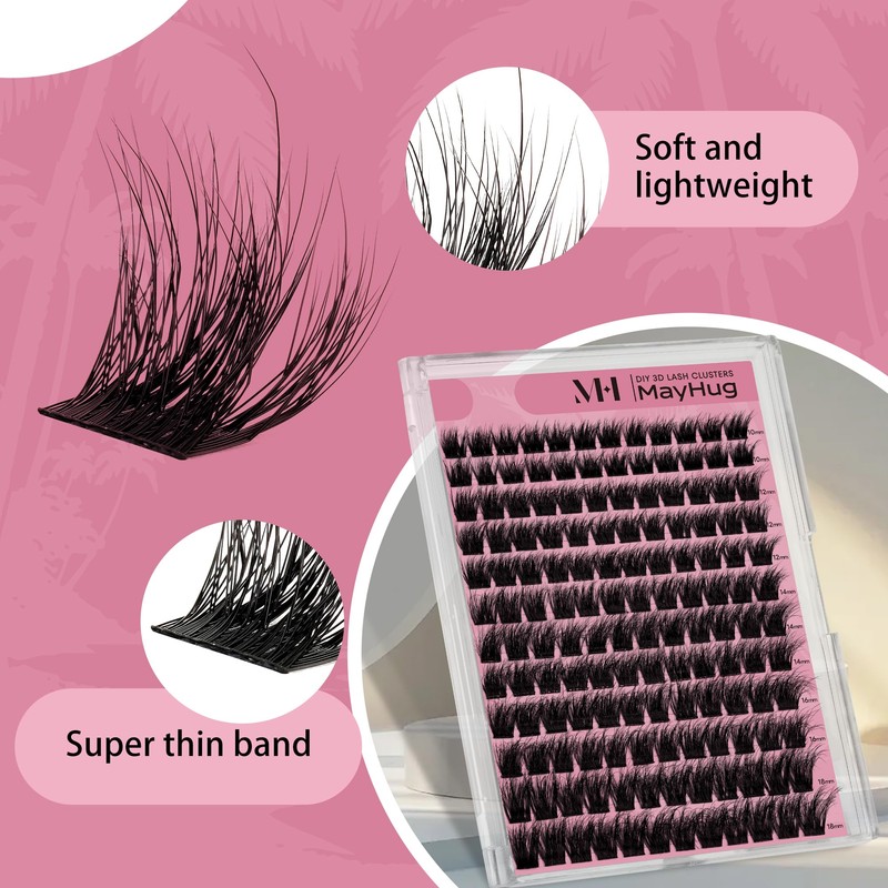 Mayhug Fabulux Eyelash Extensions, 3D Fluffy Eyelash Extensions, 144 Pieces,