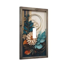 Decorative Art Light Switch Covers,1 Gang Single Toggle Duplex Outlet,Wall Plate,Switchplate Electrical Faceplate,Wood Style Flowers