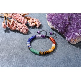 JSDDE 7 Chakra Crystals Bracelet Adjustable Reiki Healing Crystal Gemstone Bracelets for Women Yoga Meditation