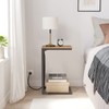 TUTOTAK C Shaped End Table with Charging Station, Side Table