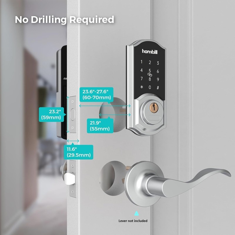 Smart Deadbolt Lock Front Door, Hornbill Keyless Entry Door Lock