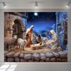 Christmas Nativity Scene Backdrop 10x8ft Large Nativity Stable Scene Backdrop