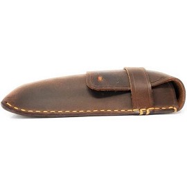 MyMesken Handmade Leather Glasses Case- Eyeglass Case- Sunglasses Case Protective Holder - Dark Brown
