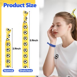 12pcs Soccer Hair Scrunchies Elastic No Crease Soccer Hair Accessories Blue and Yellow Knotted Hairtie for Thick,Thin, Curly and Ponytail Hair for Girls Daughter Women Soccer Team Party Gift
