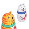 5Pcs Nesting Dolls Kit Innovative Cartoon LongNecked Cat Ornament Wooden