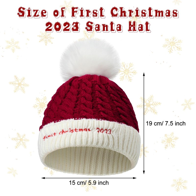 Jiuguva 2 Pcs Baby First Christmas Hat 2023 Newborn Santa