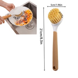 Dish Brush with Non Slip Handle Scrub Brush Dish Scrubber Built-in Scraper for Dish Plastic Dish Cleaning Brush Pans, Pots Kitchen Sink Cleaning, 2 Pack