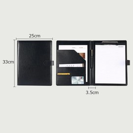 Costowns ct-62 Bi-Fold Binder Clipboard, A4, Clip File, Thick, Hand, PU Leather, Vertical Document Contract Folder, Holds 100 Sheets of A4 Document Paper, Pen Holder, Multiple Size Pockets, Business