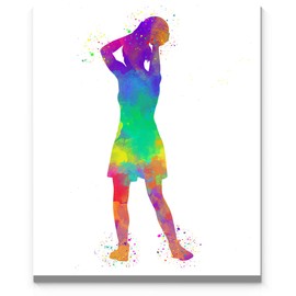 Female Basketball Player Sport Abstract Wall Art Prints 11x14 inch, Gift for Girl Lovers of Basketball, Coach and Fan and as Locker Room Art