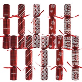 Wogueish Pack of 10 Christmas No-snap Party Table Favors, Christmas Themed Holiday Supplies with Party Hat, Small Gift Inside for Children Adults Christmas Gift